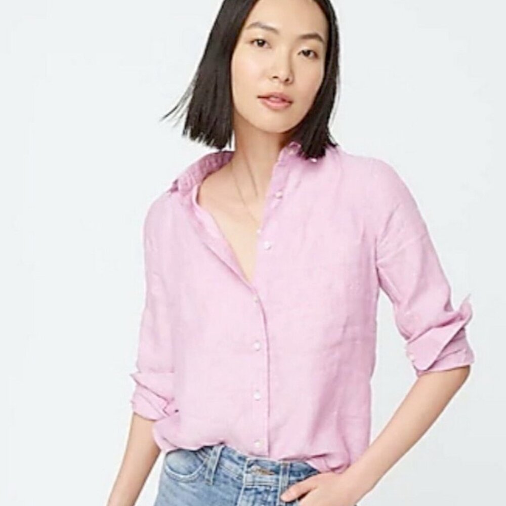 J. Crew Slim Perfect Shirt in Baird McNutt Irish Linen - Neon Orchid - 12T